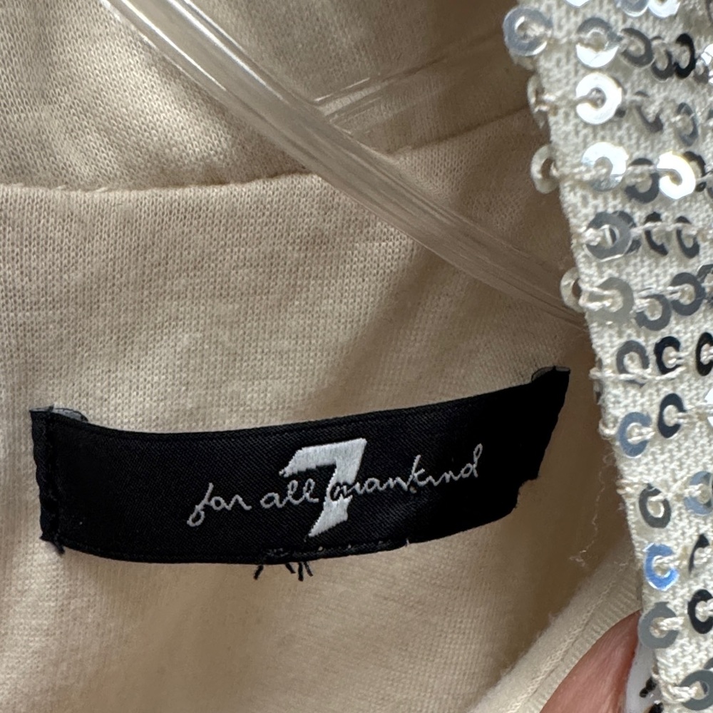 7 For All Mankind Sparkling Cream and Black Bodysuit - Picture 2 of 4